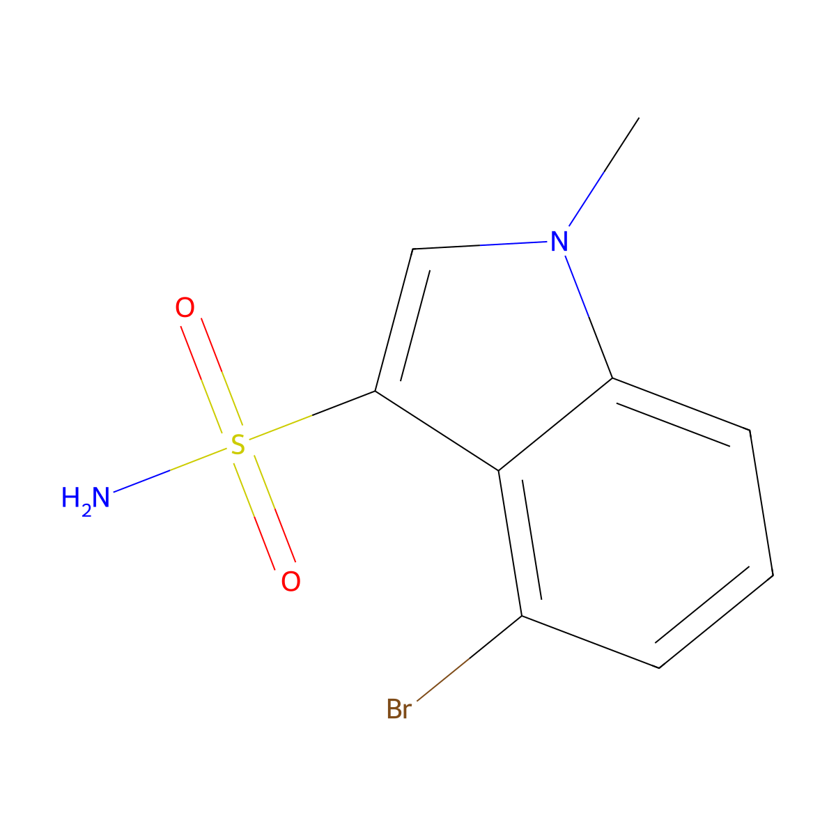 4-bromo-1-methyl-1H-indole-3-sulfonamide molecular structure, CAS 2742653-03-6