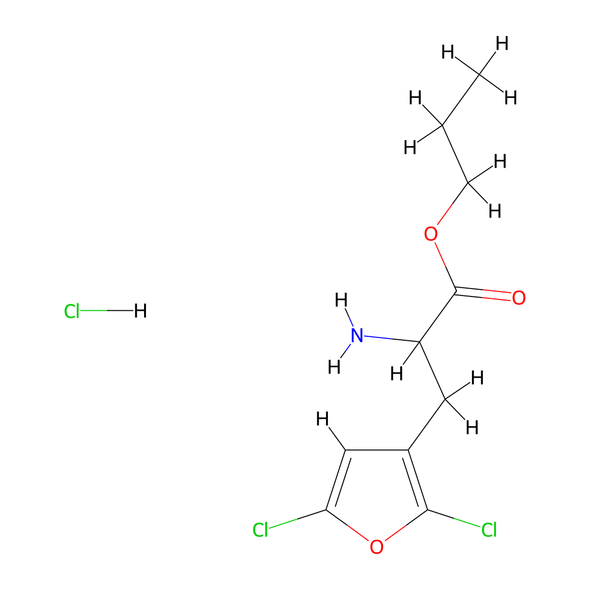 Propyl2-amino-3-(2,5-dichlorofuran-3-yl)propanoatehydrochloride molecular structure, CAS 2742653-05-8