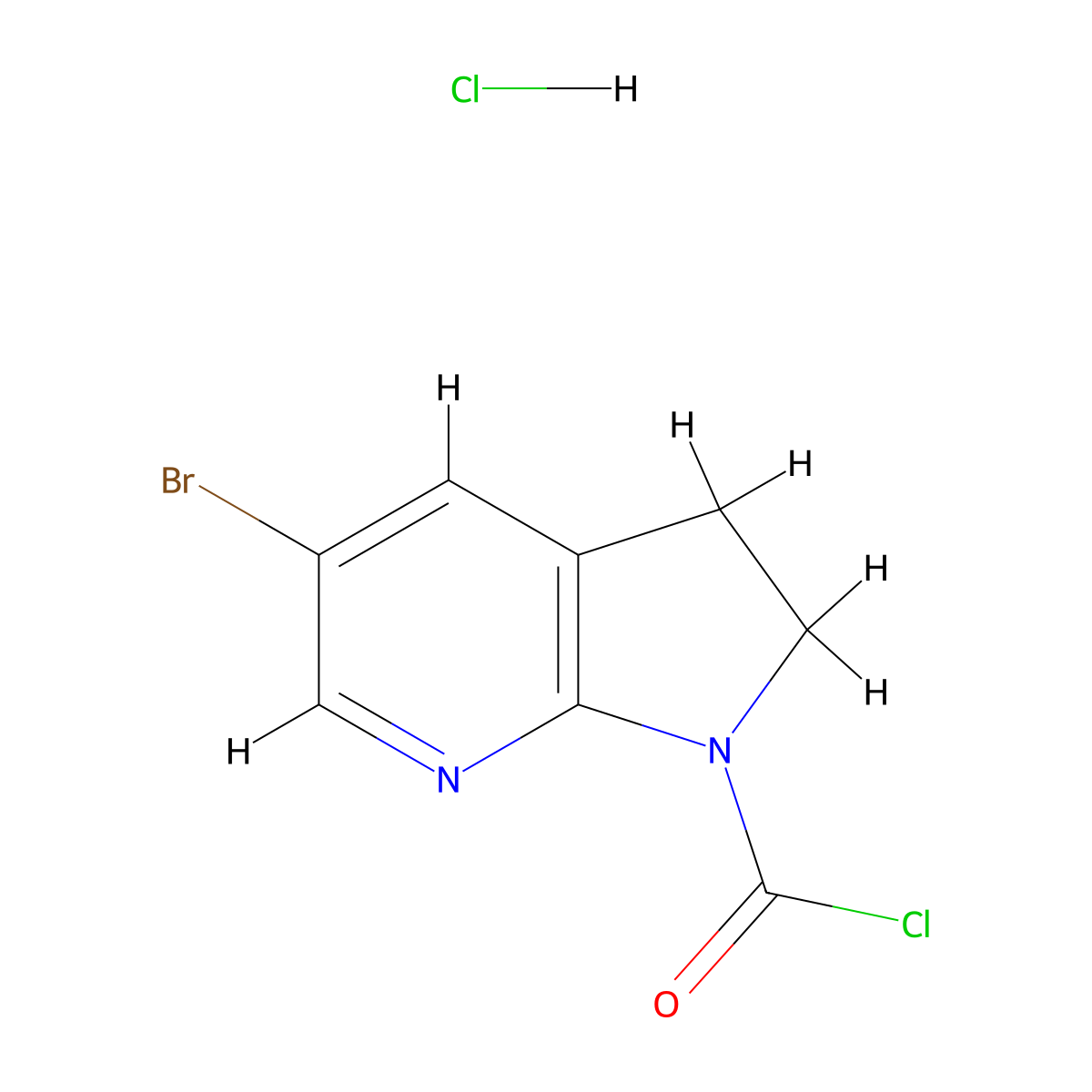 5-bromo-1H,2H,3H-pyrrolo[2,3-b]pyridine-1-carbonyl chloride hydrochloride molecular structure, CAS 2742653-13-8
