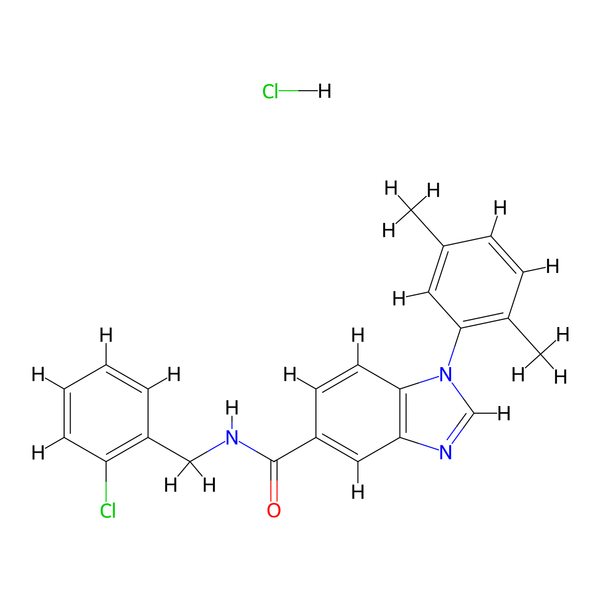 N-[(2-chlorophenyl)methyl]-1-(2,5-dimethylphenyl)-1H-1,3-benzodiazole-5-carboxamide hydrochloride molecular structure, CAS 2742653-29-6