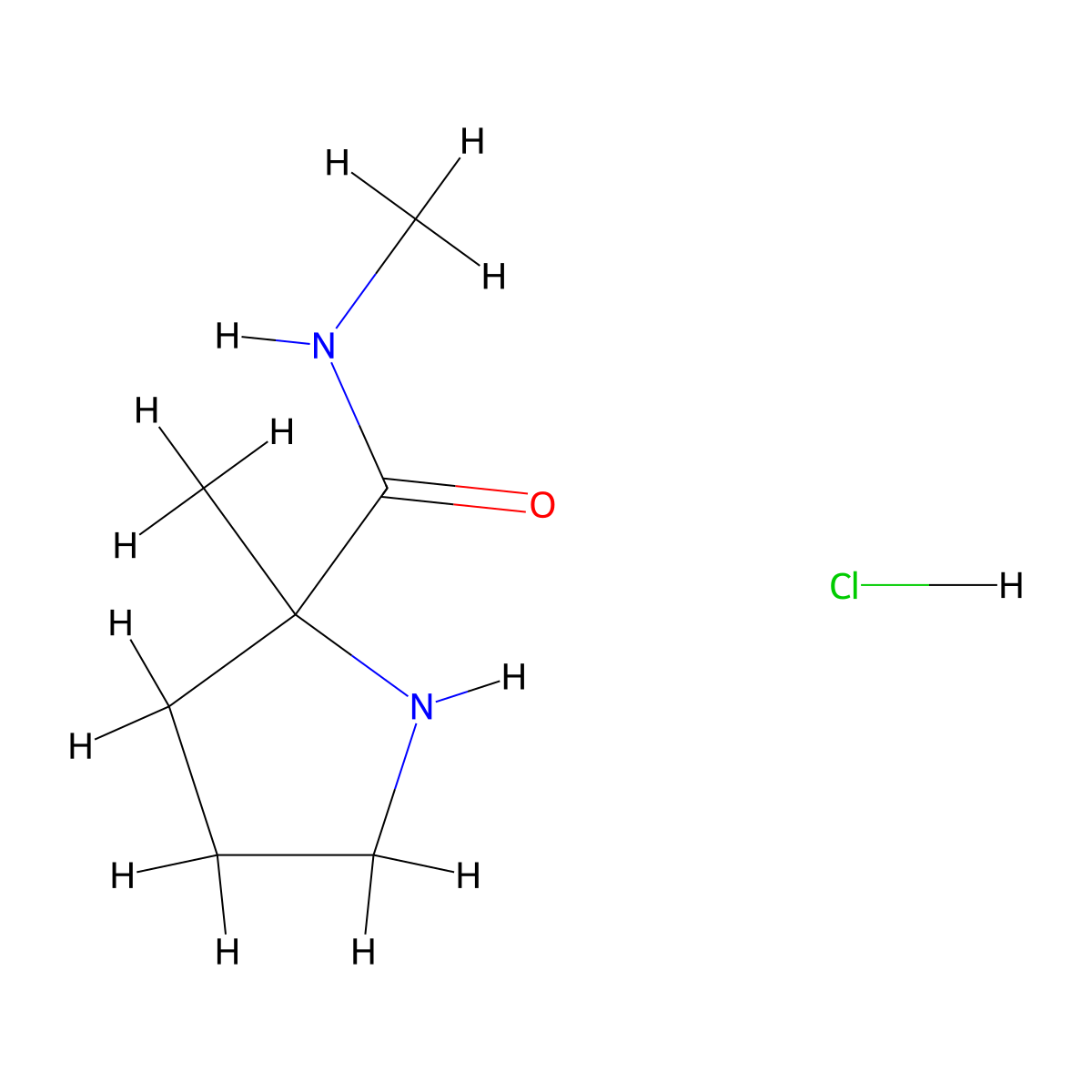 N,2-dimethylpyrrolidine-2-carboxamide hydrochloride molecular structure, CAS 2742653-31-0