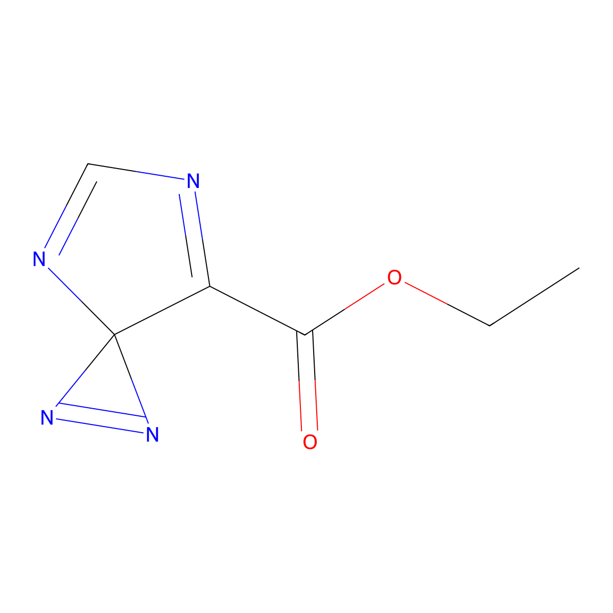 Ethyl 1,2,4,6-tetraazaspiro[2.4]hepta-1,4,6-triene-7-carboxylate molecular structure, CAS 2742653-34-3