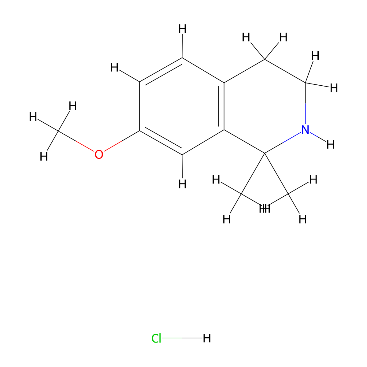7-Methoxy-1,1-dimethyl-1,2,3,4-tetrahydroisoquinoline hydrochloride molecular structure, CAS 2742653-37-6