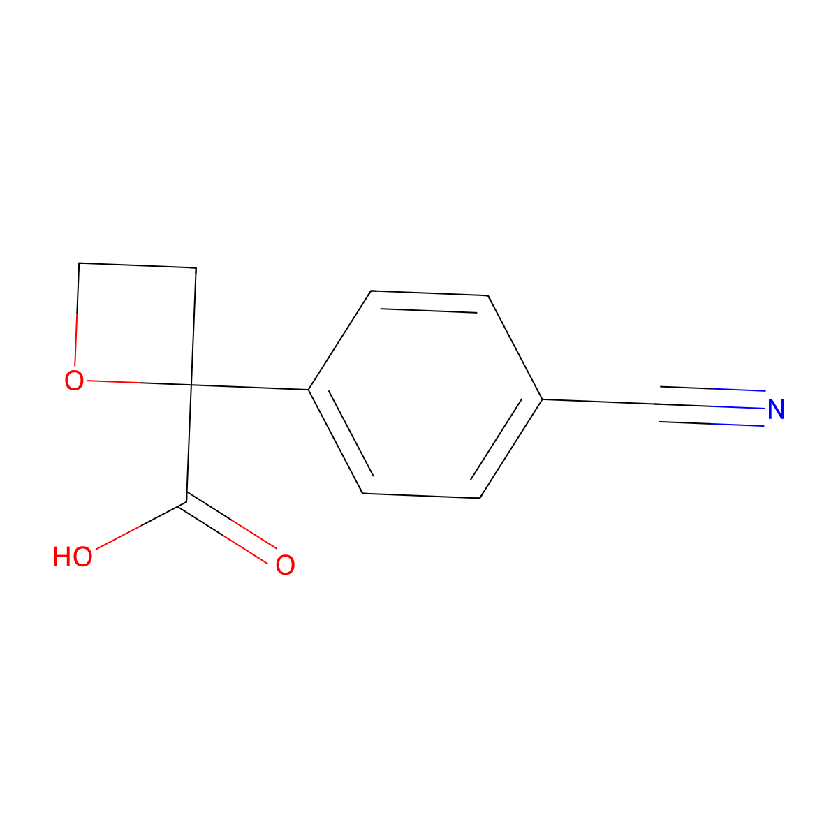 2-(4-Cyanophenyl)oxetane-2-carboxylic acid molecular structure, CAS 2742653-51-4
