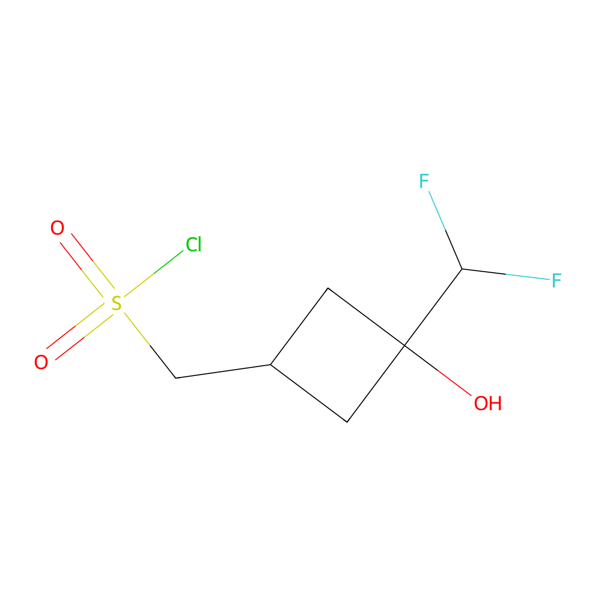 [3-(Difluoromethyl)-3-hydroxycyclobutyl]methanesulfonyl chloride molecular structure, CAS 2742653-65-0