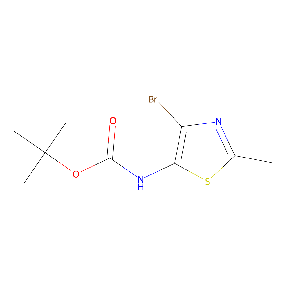 tert-butylN-(4-bromo-2-methyl-1,3-thiazol-5-yl)carbamate molecular structure, CAS 2742653-76-3