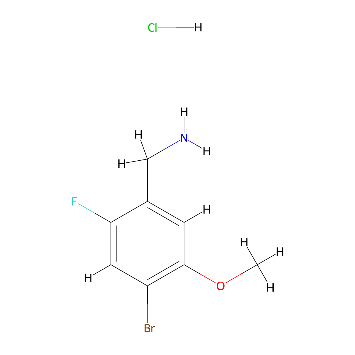 1-(4-Bromo-2-fluoro-5-methoxyphenyl)methanaminehydrochloride molecular structure, CAS 2742653-79-6