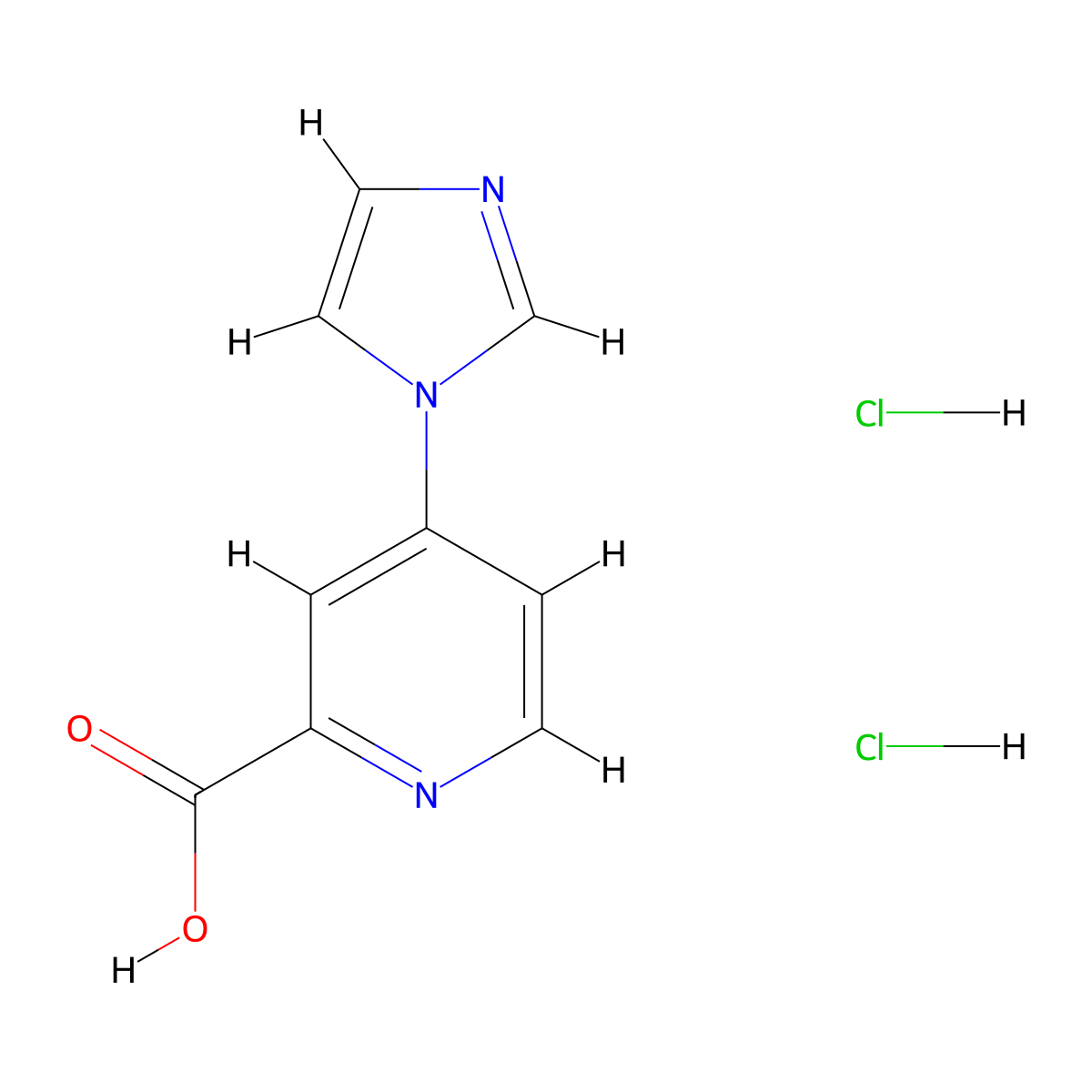 4-(1H-imidazol-1-yl)pyridine-2-carboxylicaciddihydrochloride molecular structure, CAS 2742653-80-9