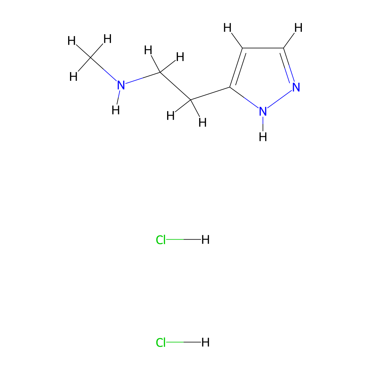 methyl[2-(1H-pyrazol-3-yl)ethyl]amine dihydrochloride molecular structure, CAS 2742653-83-2