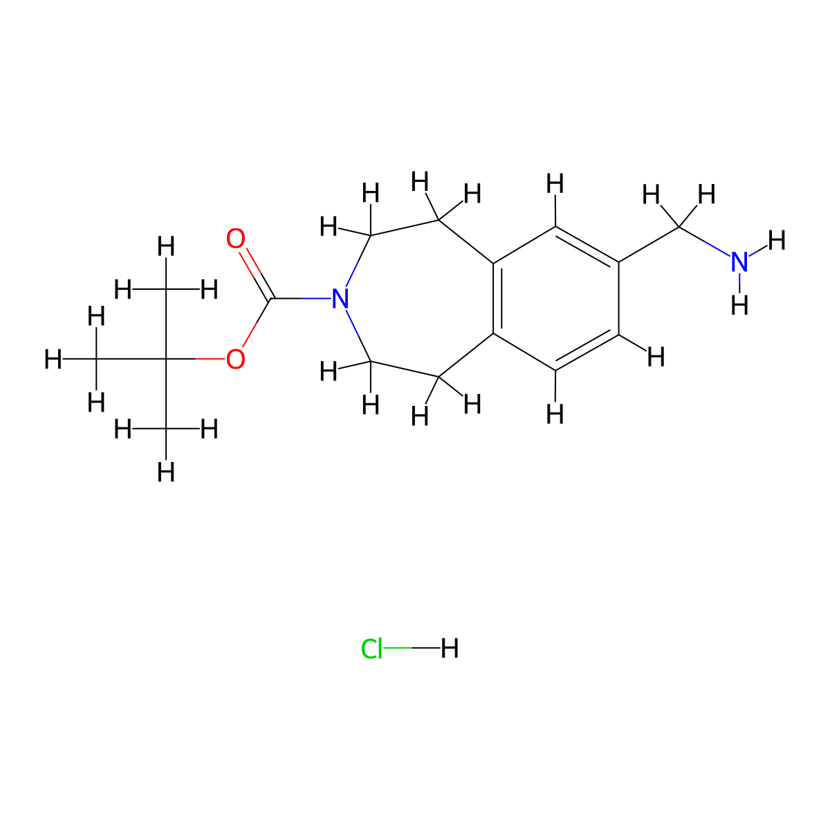tert-butyl7-(aminomethyl)-2,3,4,5-tetrahydro-1H-3-benzazepine-3-carboxylatehydrochloride molecular structure, CAS 2742653-89-8