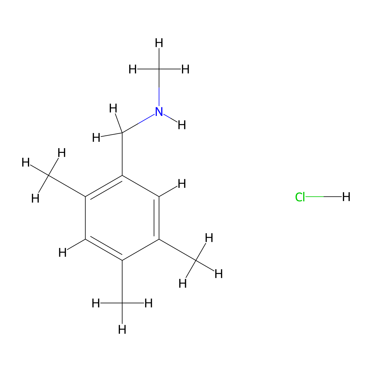 Methyl[(2,4,5-trimethylphenyl)methyl]amine hydrochloride molecular structure, CAS 2742653-91-2