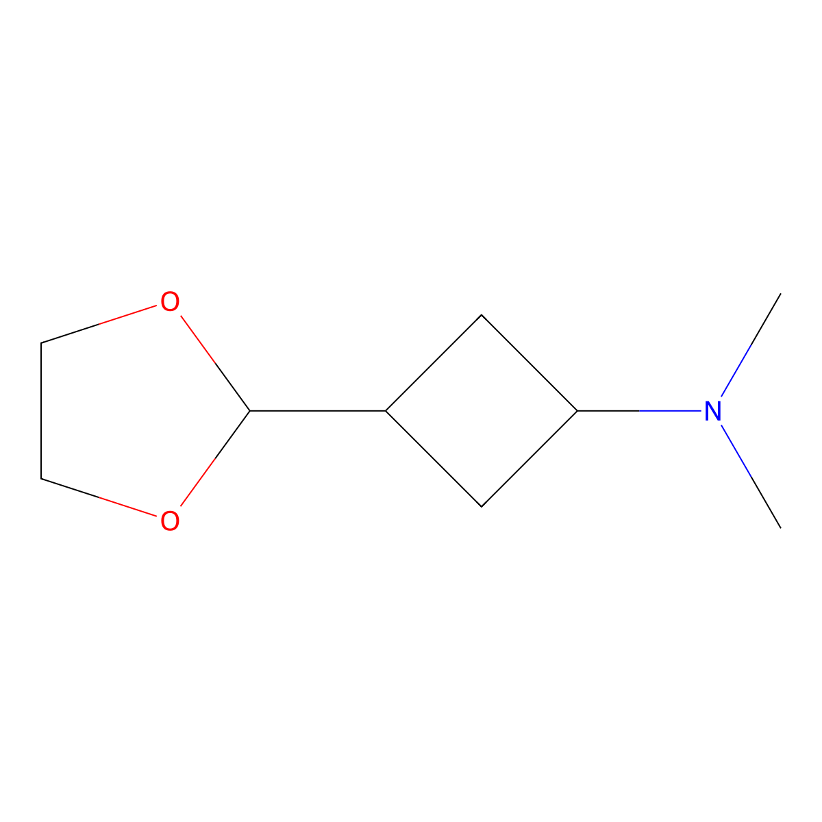 3-(1,3-dioxolan-2-yl)-N,N-dimethylcyclobutan-1-amine molecular structure, CAS 2742653-92-3