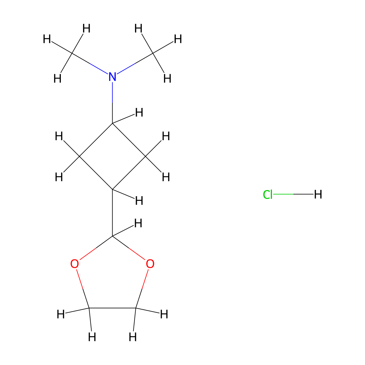 3-(1,3-dioxolan-2-yl)-N,N-dimethylcyclobutan-1-amine hydrochloride molecular structure, CAS 2742653-93-4