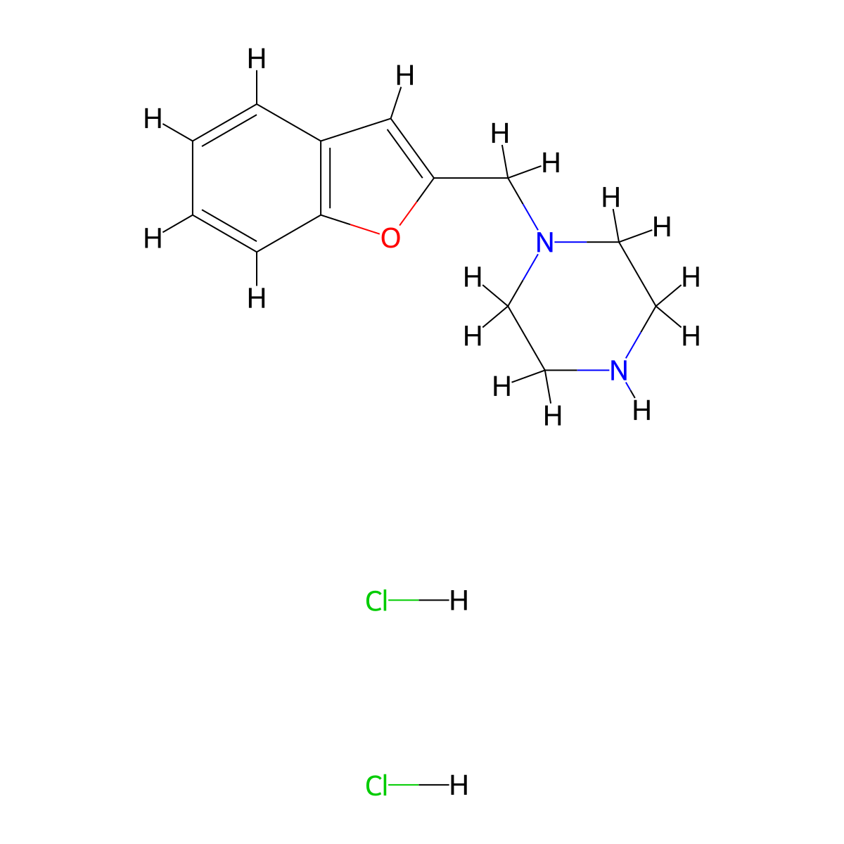 1-[(1-Benzofuran-2-yl)methyl]piperazinedihydrochloride molecular structure, CAS 2742653-98-9
