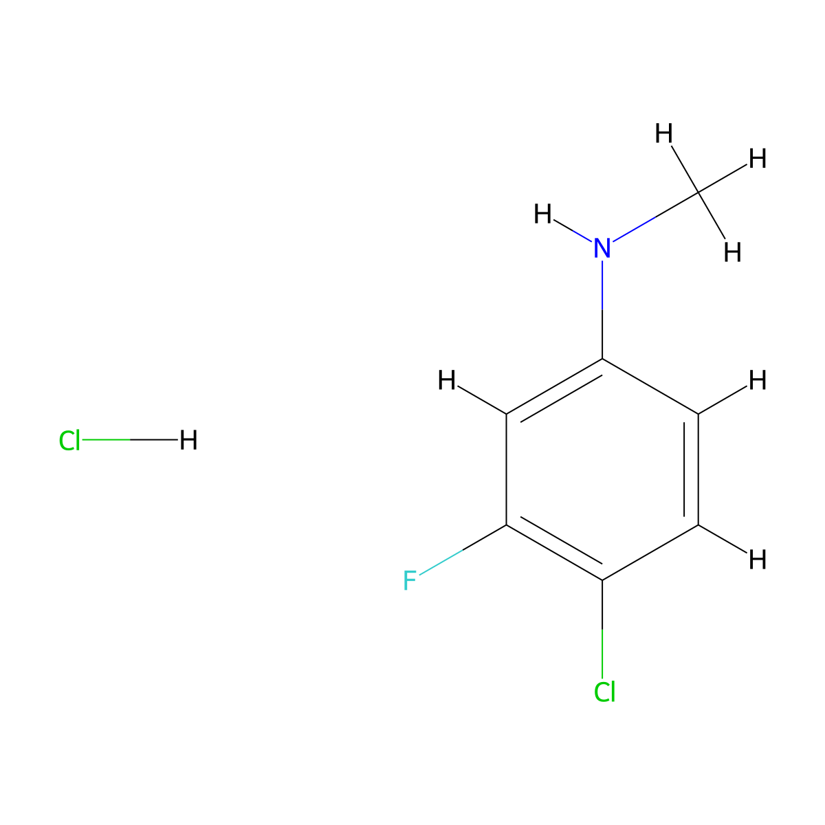 4-chloro-3-fluoro-N-methylaniline hydrochloride molecular structure, CAS 2742653-99-0