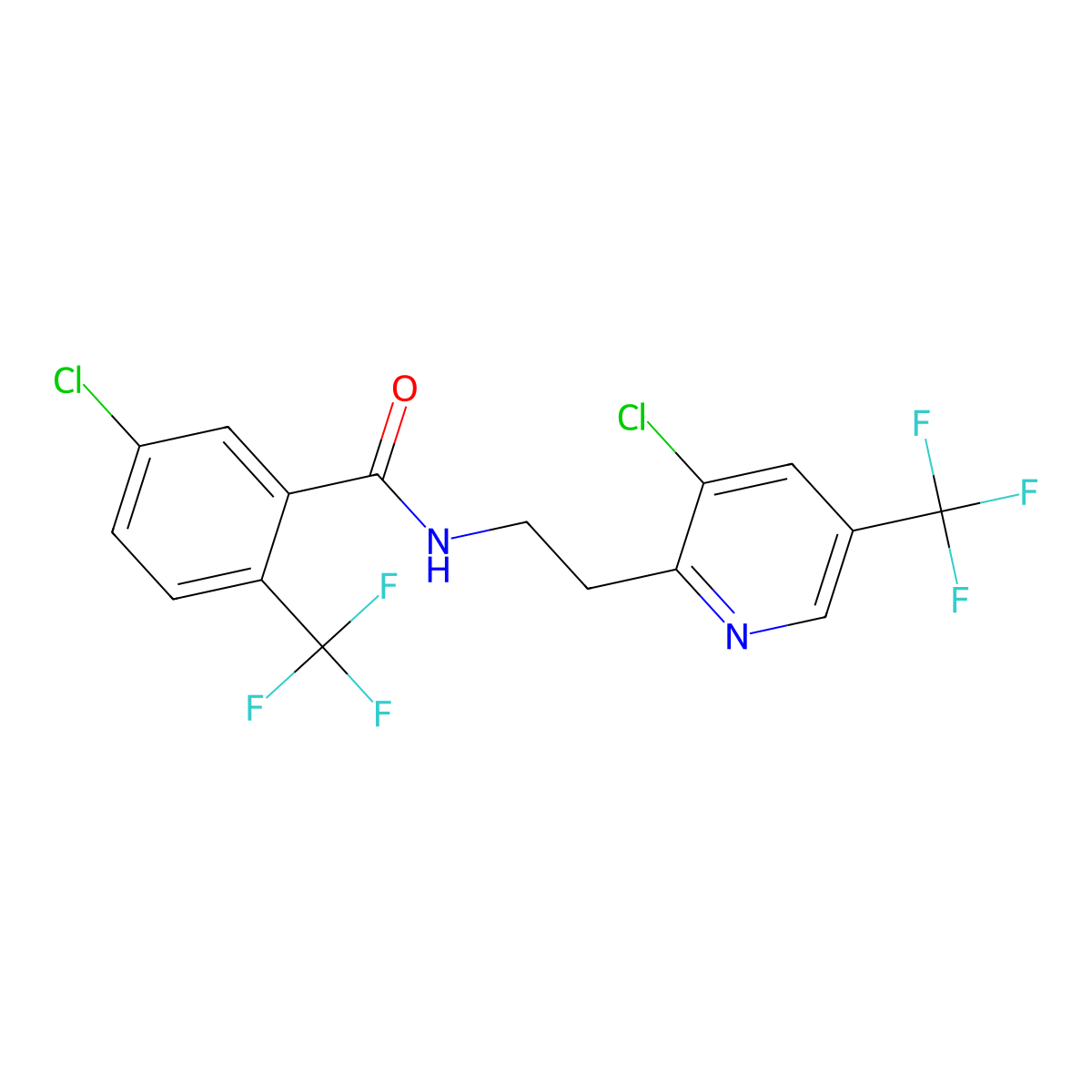 5-chloro-N-(2-(3-chloro-5-(trifluoromethyl)pyridin-2-yl)ethyl)-2-(trifluoromethyl)benzamide molecular structure, CAS 2742654-00-6
