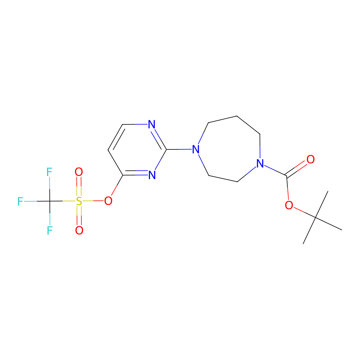 Tert-butyl4-[4-(trifluoromethanesulfonyloxy)pyrimidin-2-yl]-1,4-diazepane-1-carboxylate molecular structure, CAS 2742654-10-8