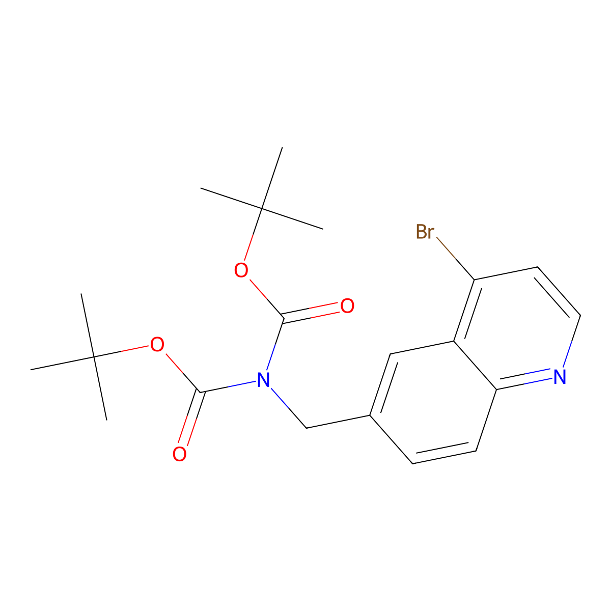 tert-butylN-[(4-bromoquinolin-6-yl)methyl]-N-[(tert-butoxy)carbonyl]carbamate molecular structure, CAS 2742656-00-2
