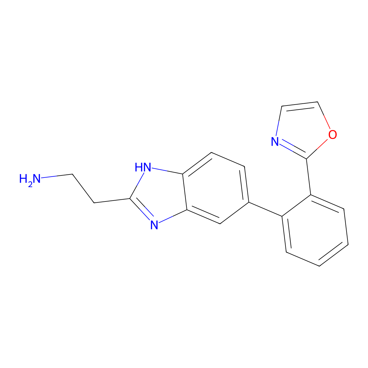2-{5-[2-(1,3-oxazol-2-yl)phenyl]-1H-1,3-benzodiazol-2-yl}ethan-1-amine molecular structure, CAS 2742656-07-9