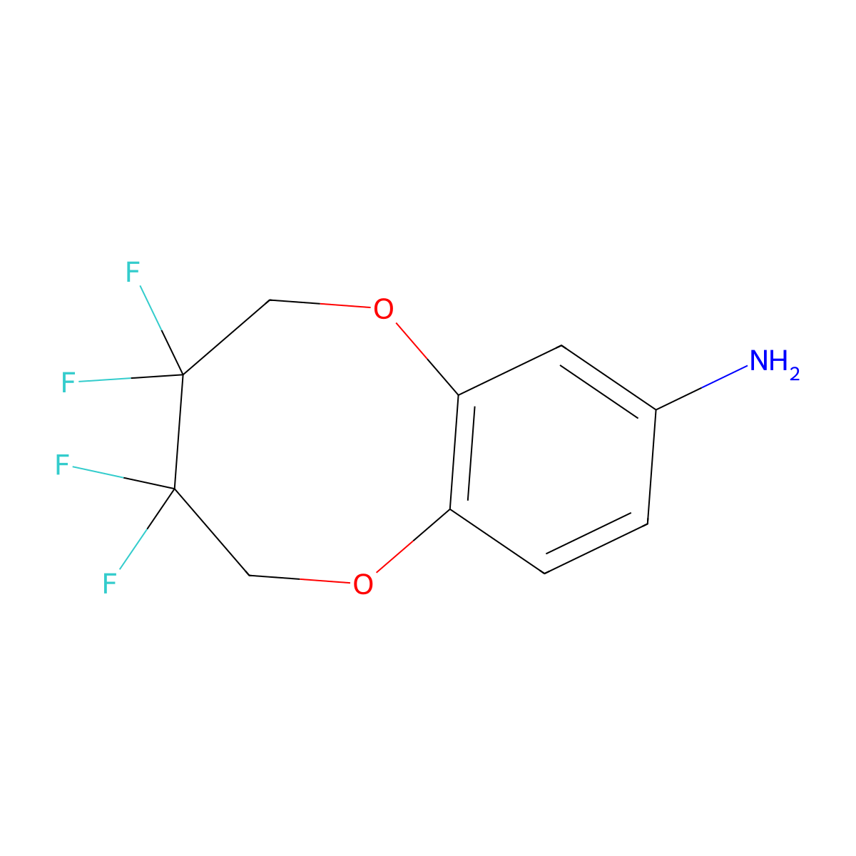 3,3,4,4-Tetrafluoro-2,3,4,5-tetrahydro-1,6-benzodioxocin-8-amine molecular structure, CAS 2742656-18-2