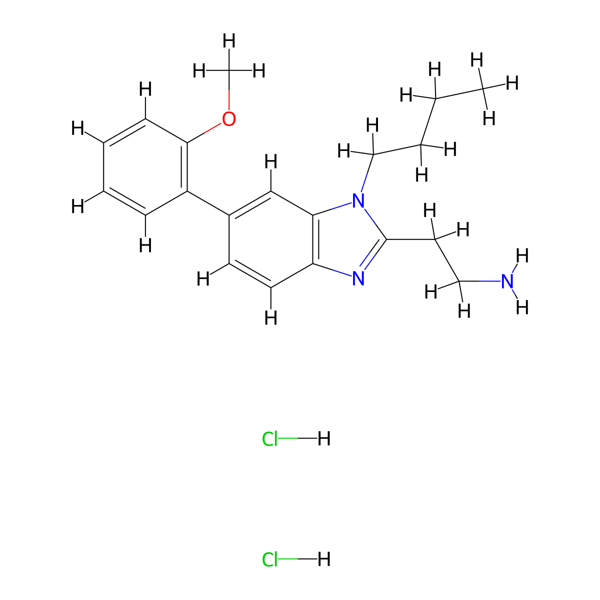 2-[1-butyl-6-(2-methoxyphenyl)-1H-1,3-benzodiazol-2-yl]ethan-1-amine dihydrochloride molecular structure, CAS 2742656-26-2