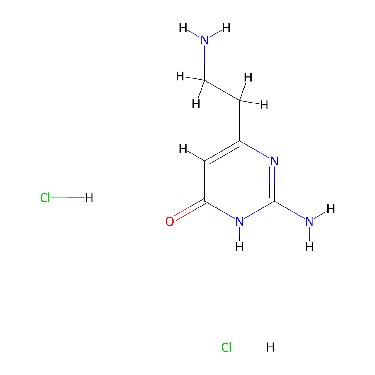 2-Amino-6-(2-aminoethyl)pyrimidin-4-ol dihydrochloride molecular structure, CAS 2742656-29-5