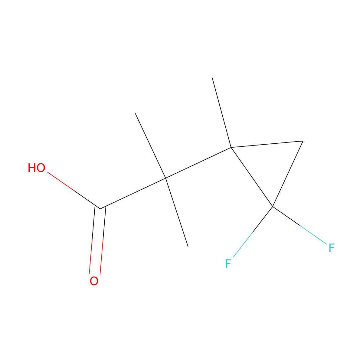 2-(2,2-Difluoro-1-methylcyclopropyl)-2-methylpropanoic acid molecular structure, CAS 2742656-35-3