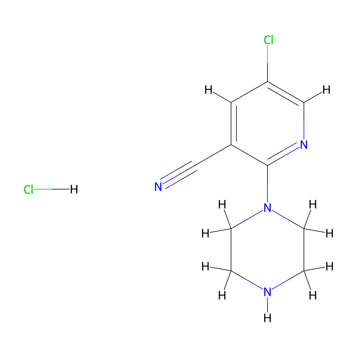 5-Chloro-2-(piperazin-1-yl)pyridine-3-carbonitrile hydrochloride molecular structure, CAS 2742656-44-4