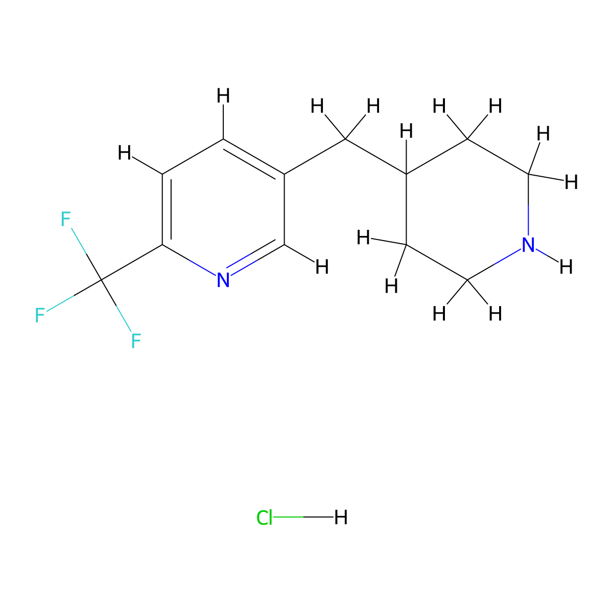 5-[(Piperidin-4-yl)methyl]-2-(trifluoromethyl)pyridinehydrochloride molecular structure, CAS 2742656-50-2