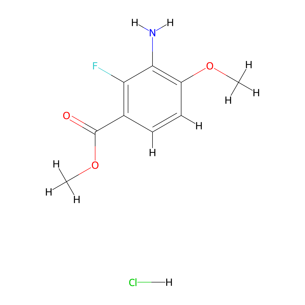 Methyl 3-amino-2-fluoro-4-methoxybenzoate hydrochloride molecular structure, CAS 2742656-51-3