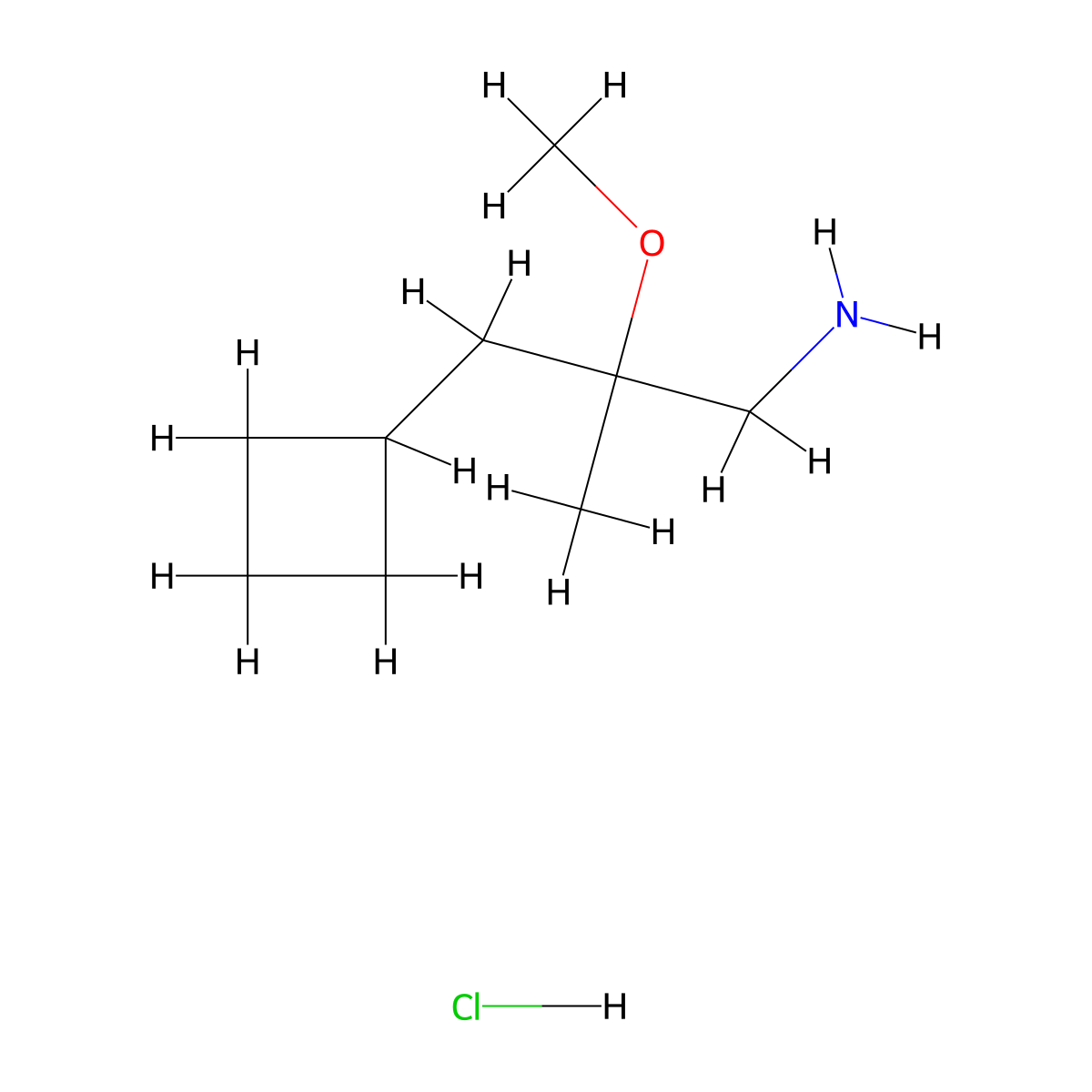2-(Cyclobutylmethyl)-2-methoxypropan-1-amine hydrochloride molecular structure, CAS 2742656-55-7