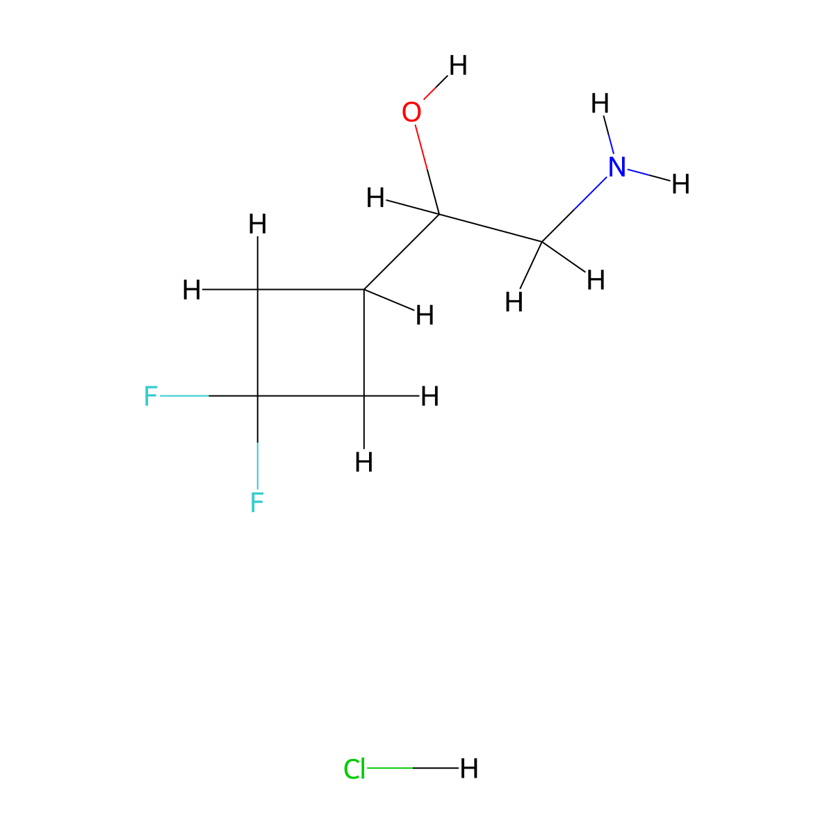 2-Amino-1-(3,3-difluorocyclobutyl)ethan-1-ol hydrochloride molecular structure, CAS 2742656-56-8