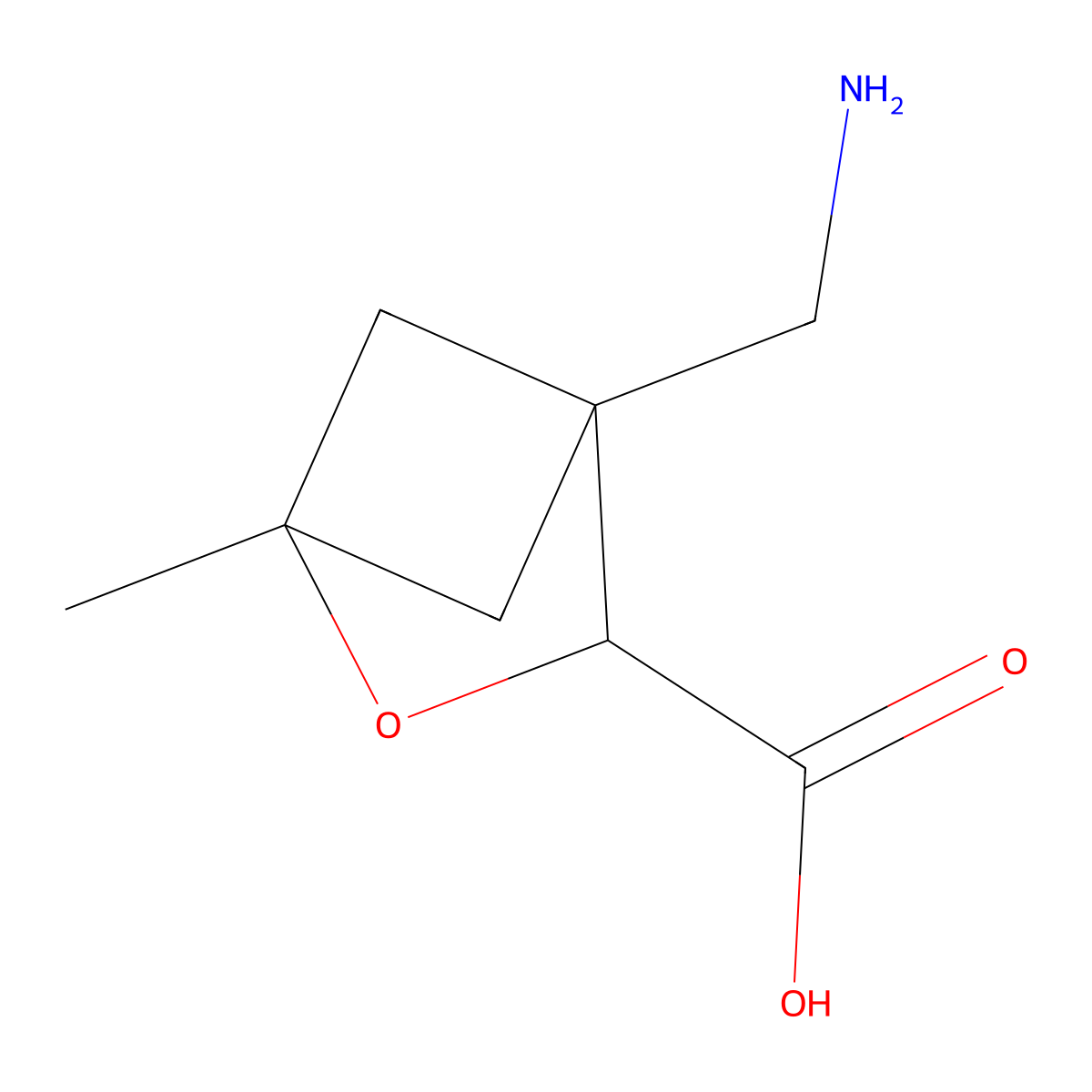 4-(Aminomethyl)-1-methyl-2-oxabicyclo[2.1.1]hexane-3-carboxylic acid molecular structure, CAS 2742656-57-9