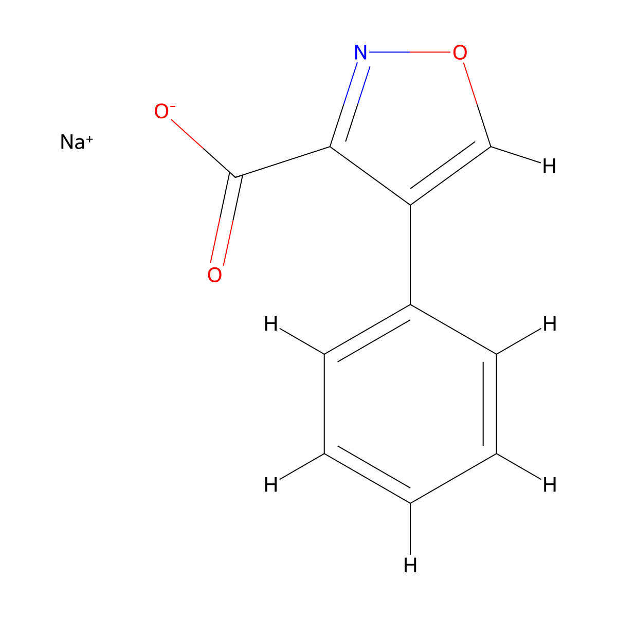 Sodium 4-phenyl-1,2-oxazole-3-carboxylate molecular structure, CAS 2742656-61-5
