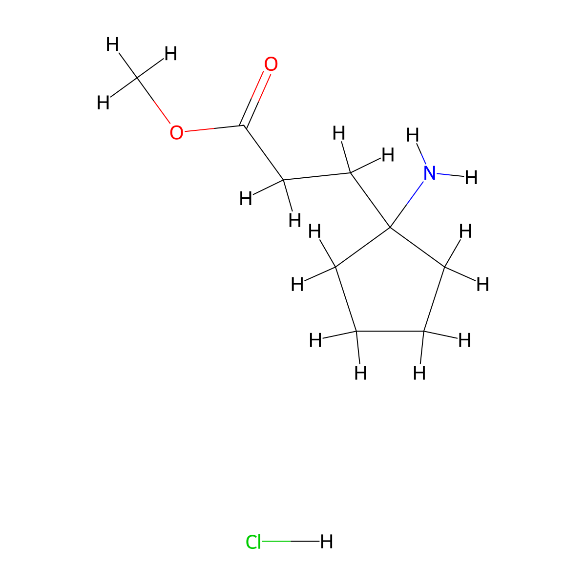 Methyl3-(1-aminocyclopentyl)propanoatehydrochloride molecular structure, CAS 2742656-62-6