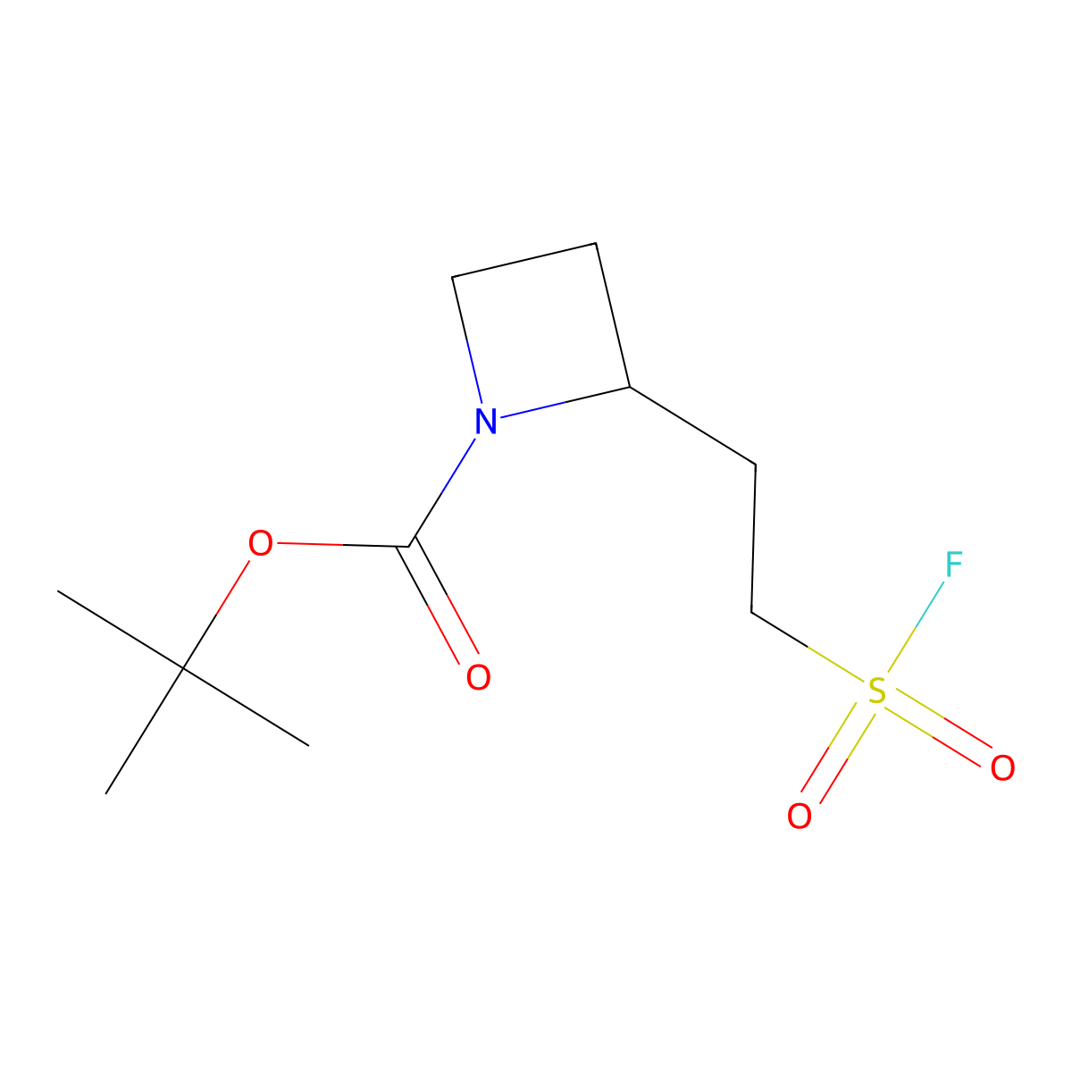 Tert-butyl 2-(2-(fluorosulfonyl)ethyl)azetidine-1-carboxylate molecular structure, CAS 2742656-66-0