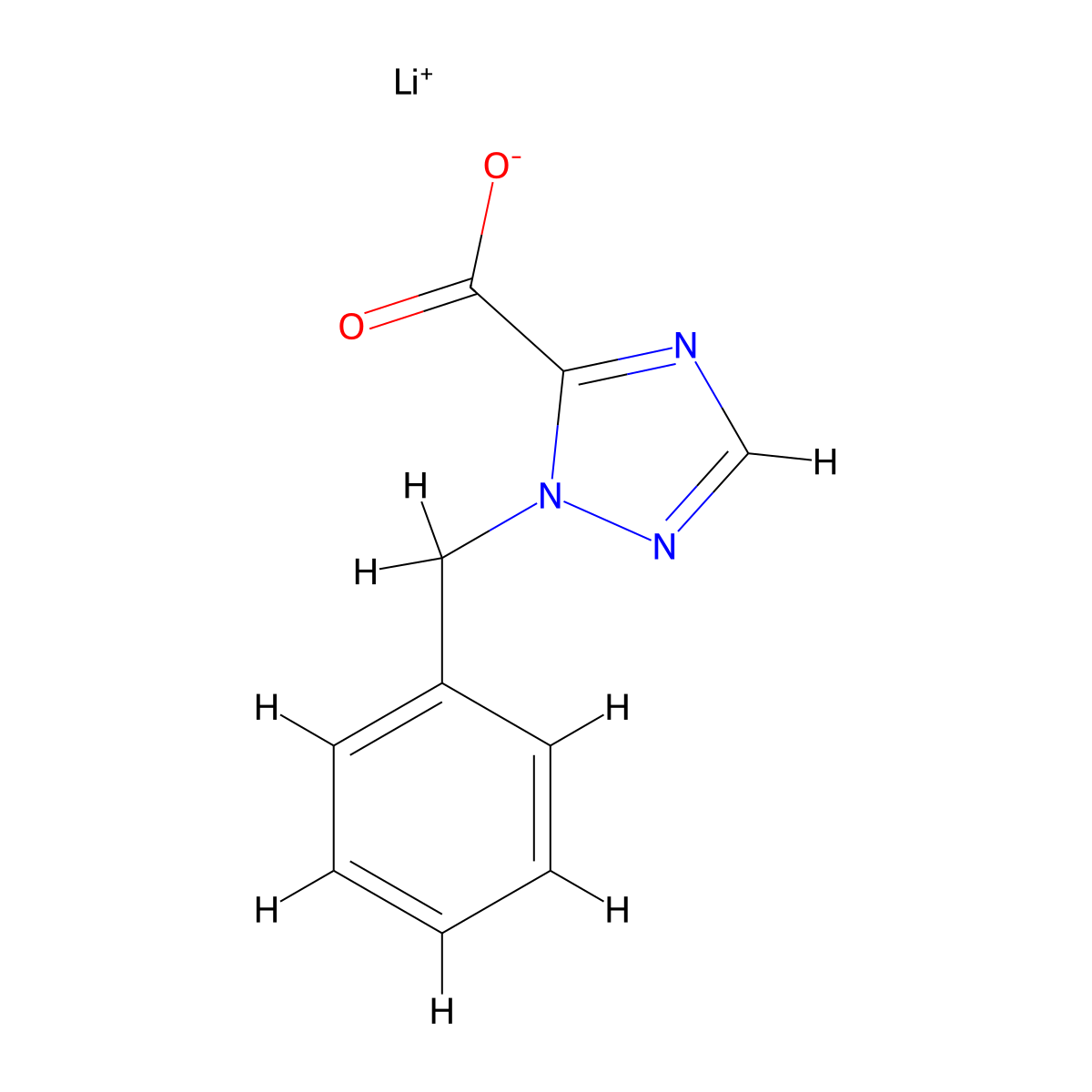 lithium(1+)1-benzyl-1H-1,2,4-triazole-5-carboxylate molecular structure, CAS 2742656-78-4