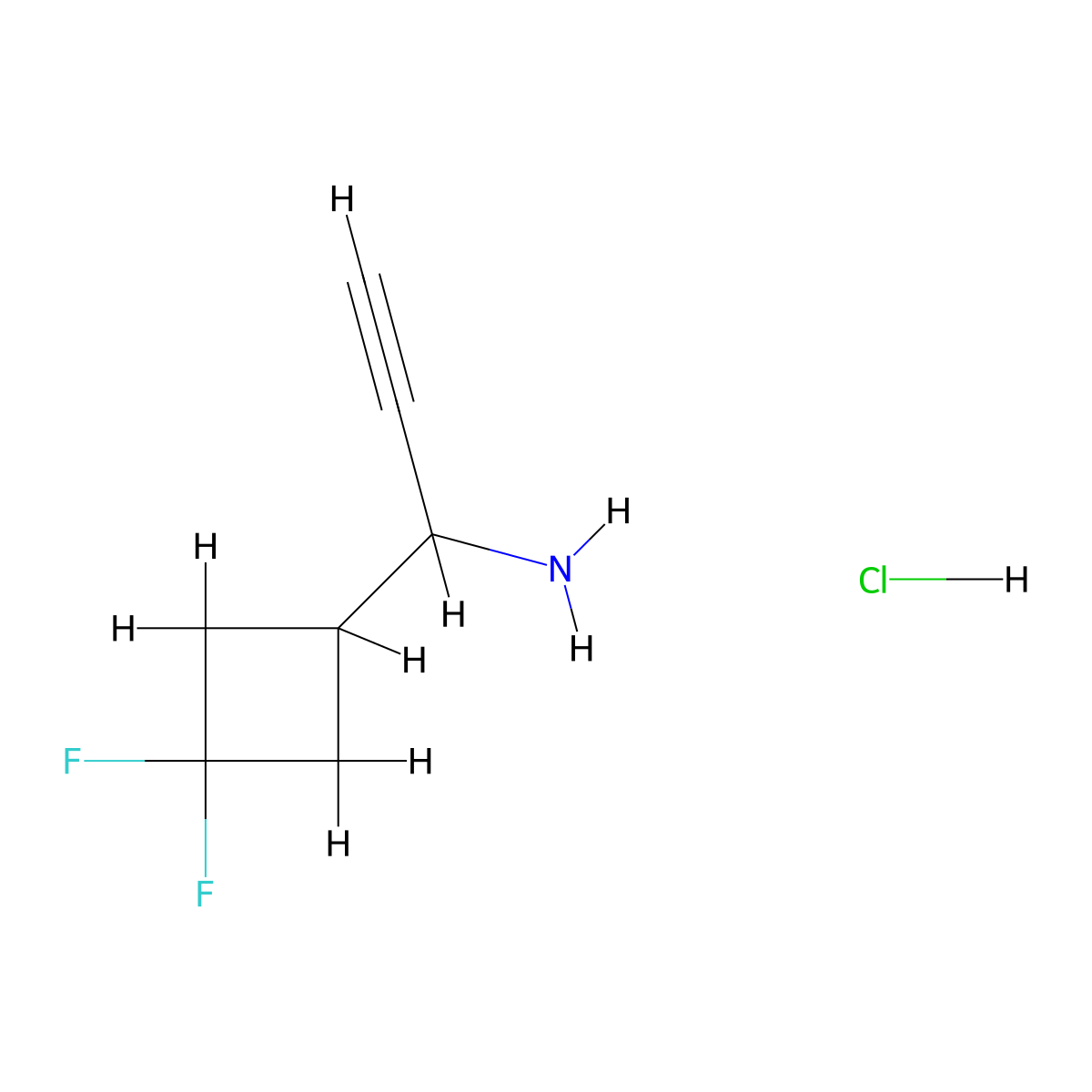 1-(3,3-Difluorocyclobutyl)prop-2-yn-1-amine hydrochloride molecular structure, CAS 2742656-84-2