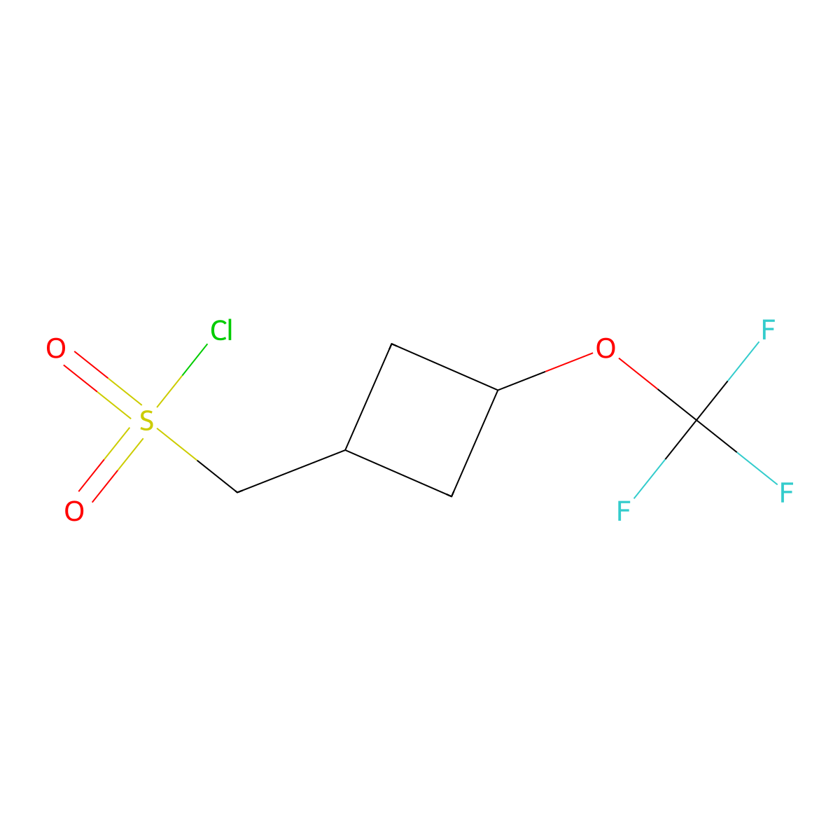 (3-(Trifluoromethoxy)cyclobutyl)methanesulfonyl chloride molecular structure, CAS 2742656-90-0
