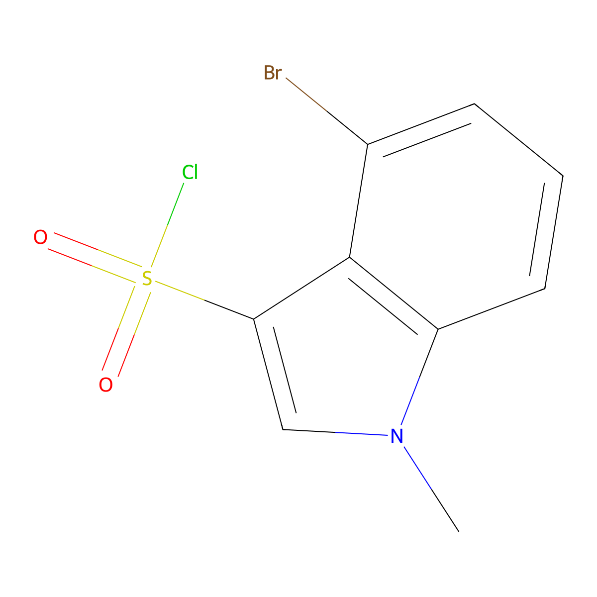 4-bromo-1-methyl-1H-indole-3-sulfonyl chloride molecular structure, CAS 2742656-91-1