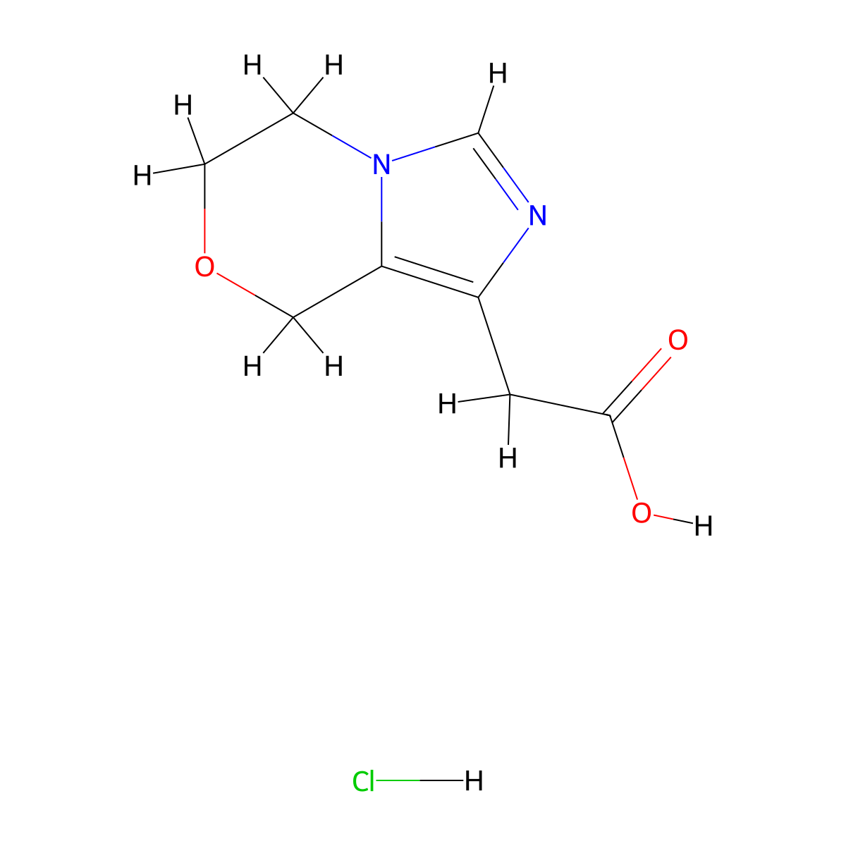 2-{5H,6H,8H-imidazo[4,3-c][1,4]oxazin-1-yl}aceticacidhydrochloride molecular structure, CAS 2742656-93-3
