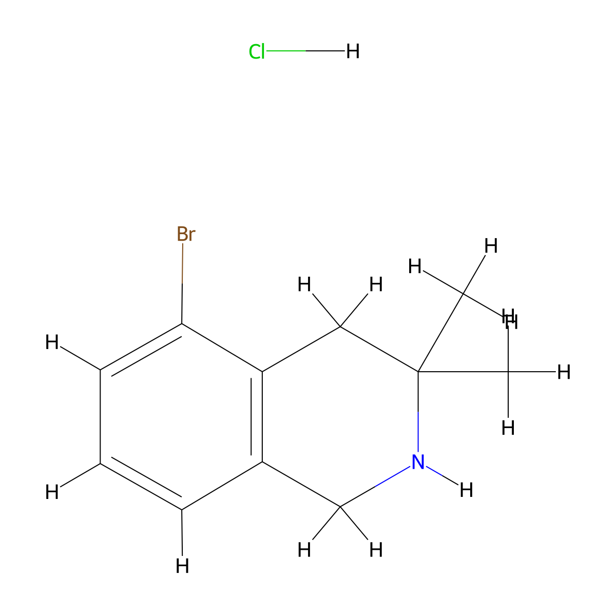 5-Bromo-3,3-dimethyl-1,2,3,4-tetrahydroisoquinoline hydrochloride molecular structure, CAS 2742657-06-1