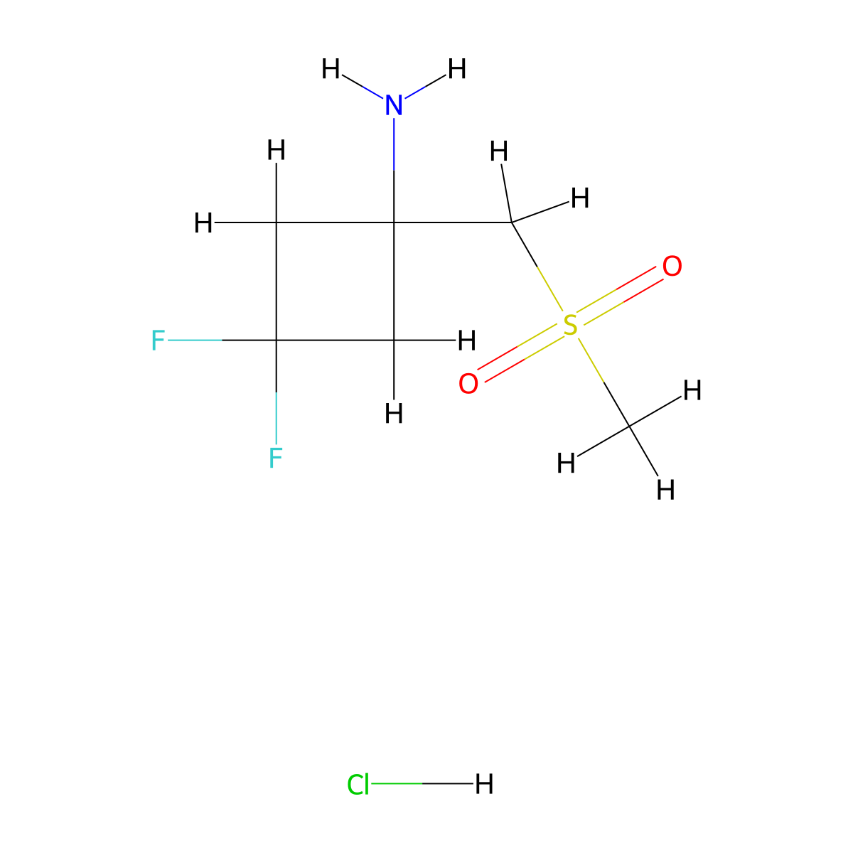 3,3-Difluoro-1-(methanesulfonylmethyl)cyclobutan-1-aminehydrochloride molecular structure, CAS 2742657-08-3