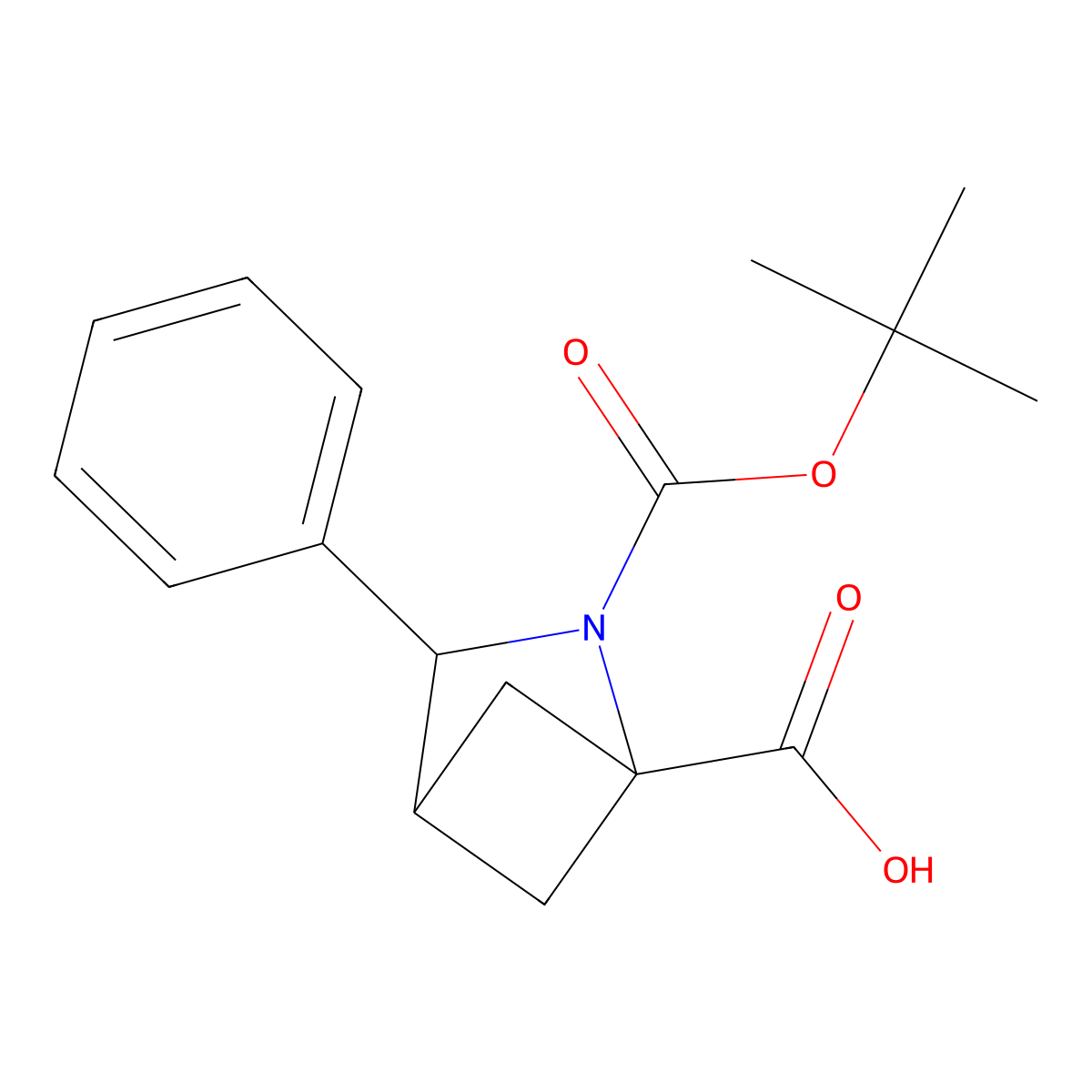 2-[(Tert-butoxy)carbonyl]-3-phenyl-2-azabicyclo[2.1.1]hexane-1-carboxylicacid molecular structure, CAS 2742657-09-4
