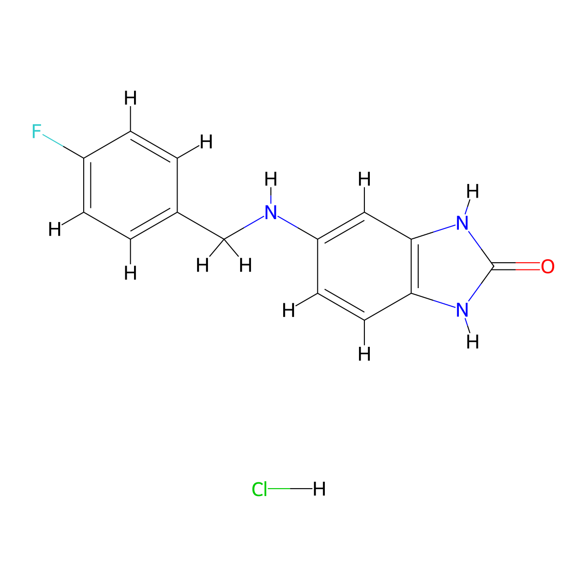 5-{[(4-fluorophenyl)methyl]amino}-2,3-dihydro-1H-1,3-benzodiazol-2-onehydrochloride molecular structure, CAS 2742657-10-7