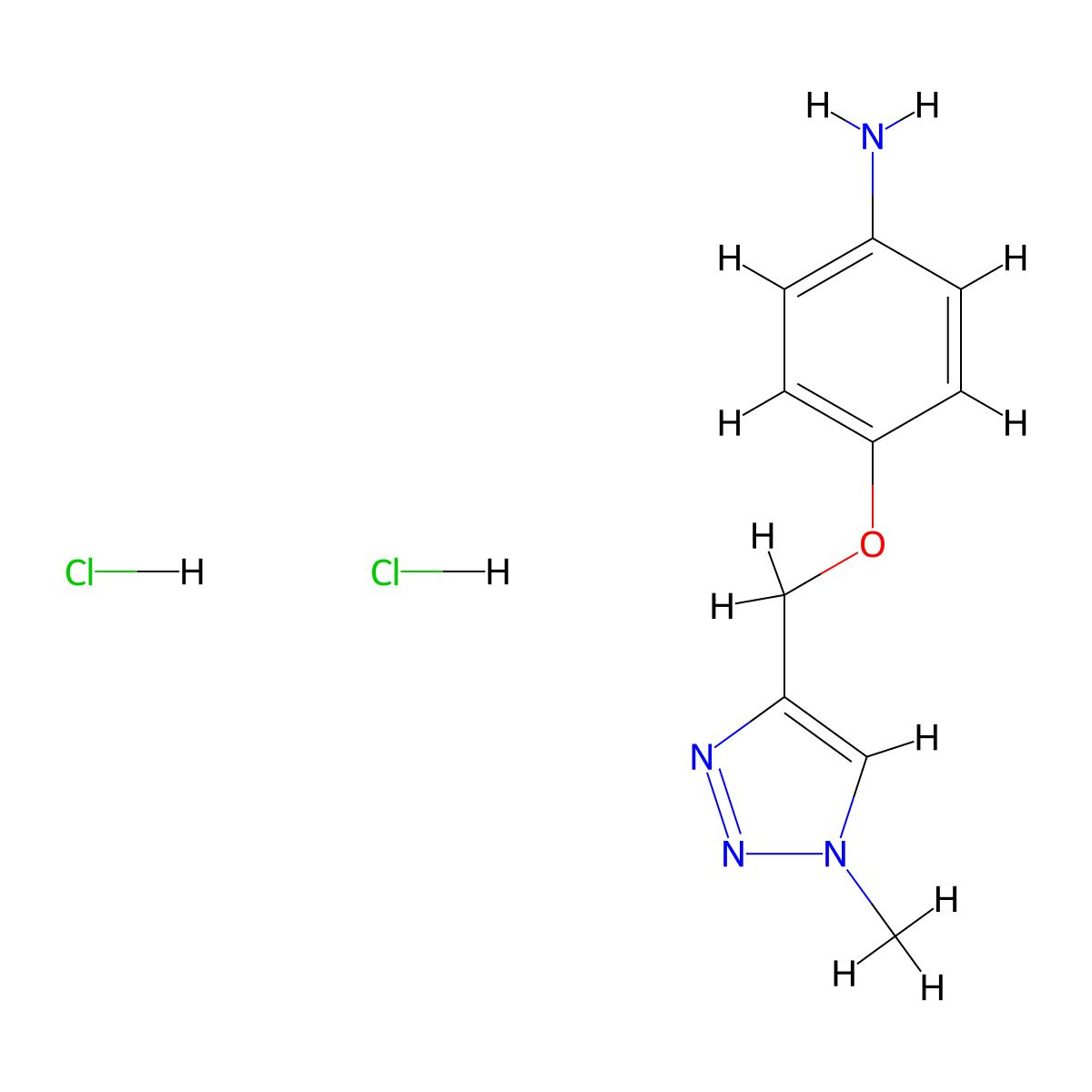 4-((1-methyl-1H-1,2,3-triazol-4-yl)methoxy)aniline dihydrochloride molecular structure, CAS 2742657-11-8