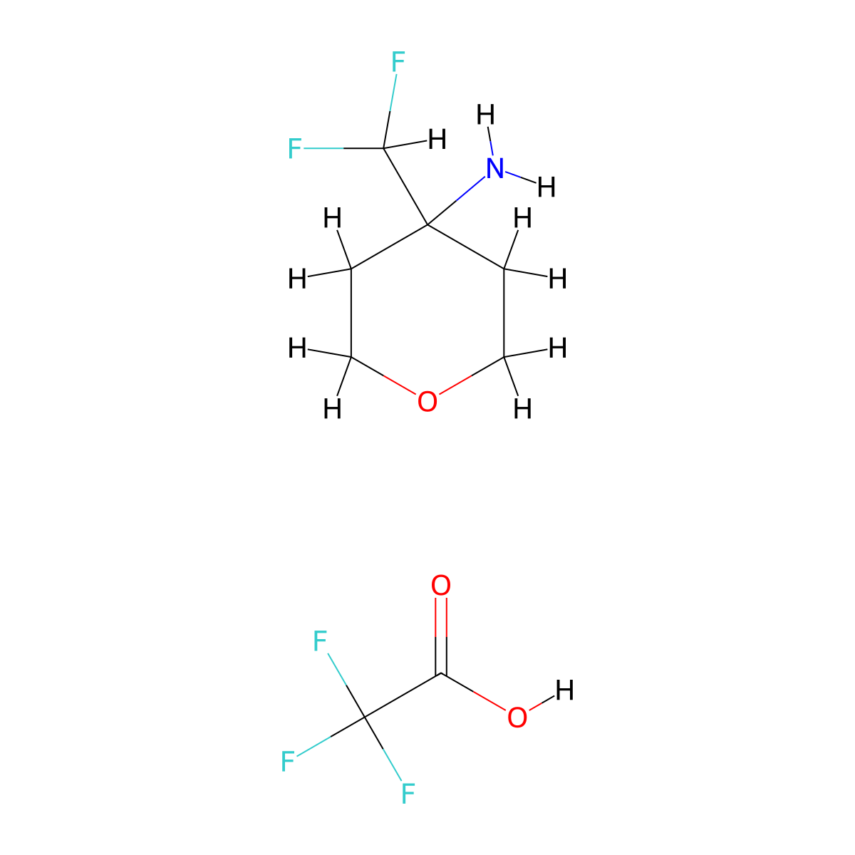 4-(Difluoromethyl)oxan-4-amine,trifluoroaceticacid molecular structure, CAS 2742657-16-3