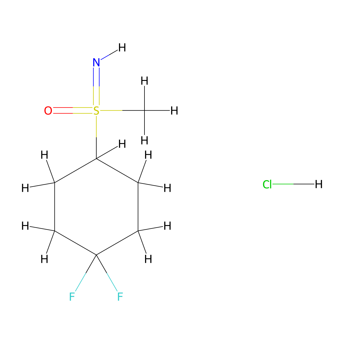 (4,4-Difluorocyclohexyl)(imino)methyl-lambda6-sulfanone hydrochloride molecular structure, CAS 2742657-19-6