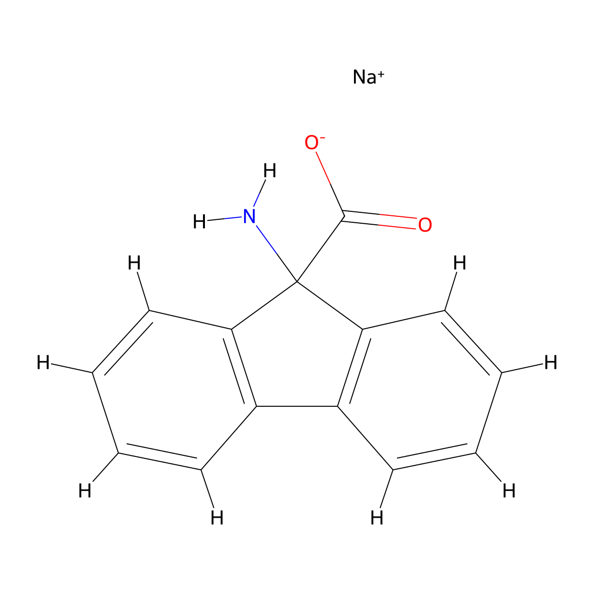 sodium9-amino-9H-fluorene-9-carboxylate molecular structure, CAS 2742657-22-1