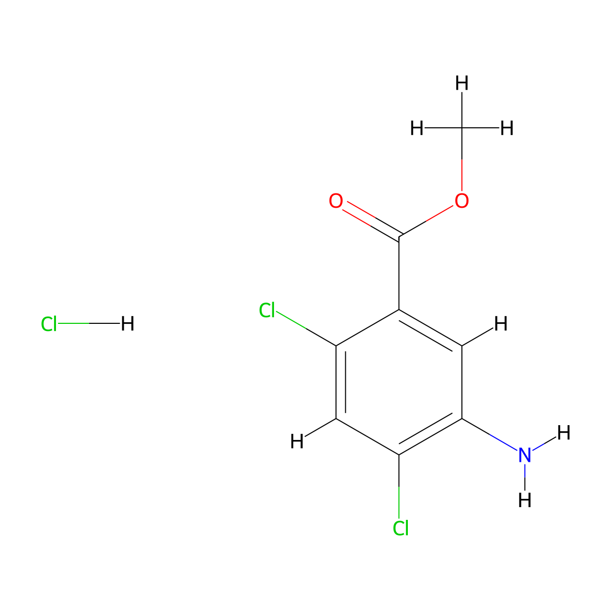 Methyl 5-amino-2,4-dichlorobenzoate hydrochloride molecular structure, CAS 2742657-23-2